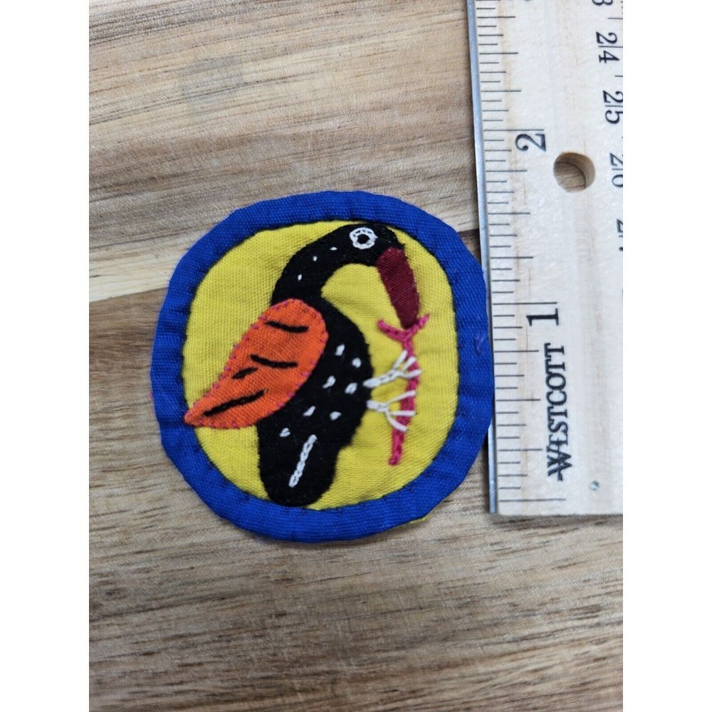 Mola Handstitched Patch Vintage Textile Fiber South‎ American Folk Art Bird